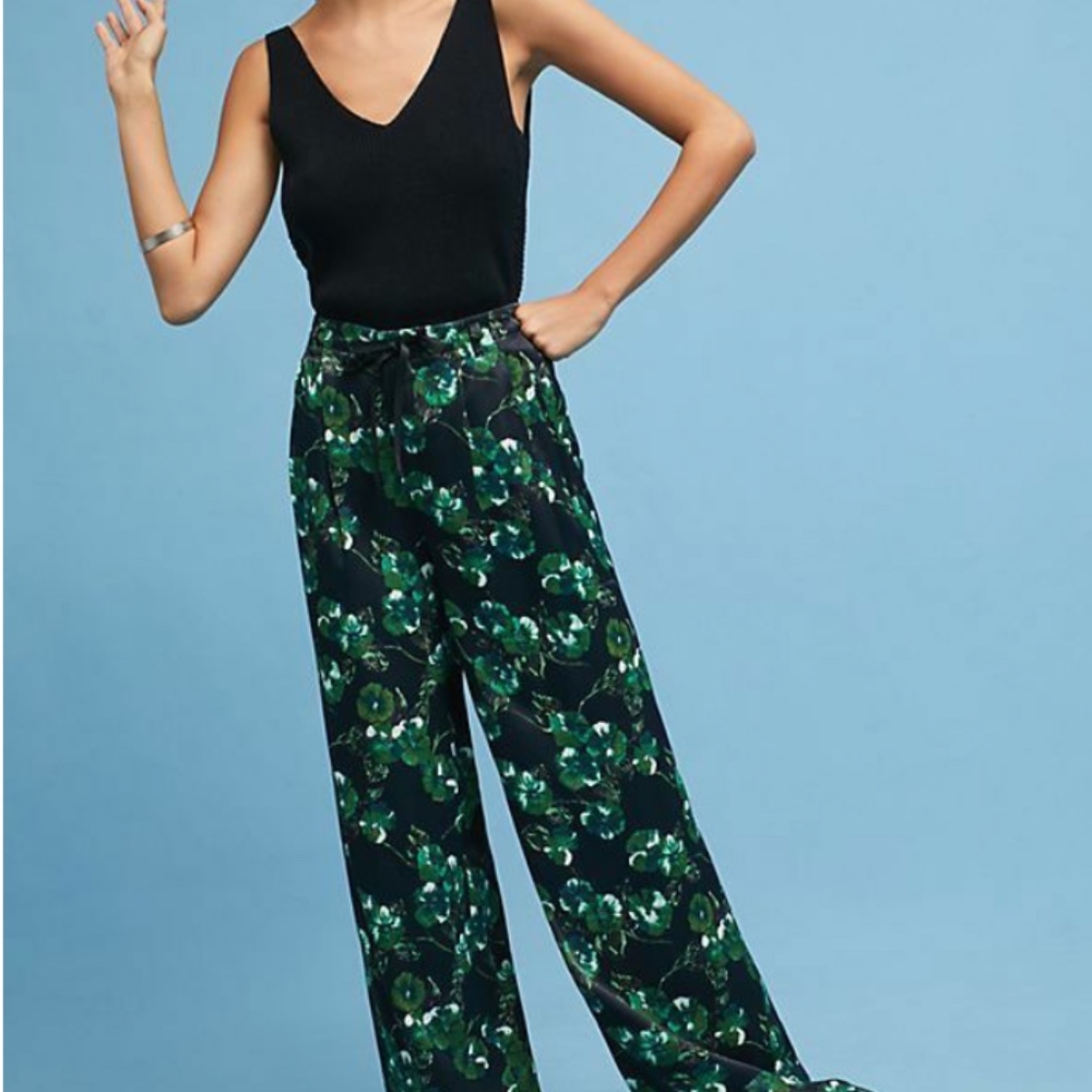 Anthropologie Elevenses Wide silken pants